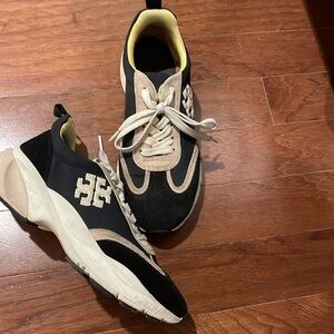 Tory Burch Black and Cream Sneakers